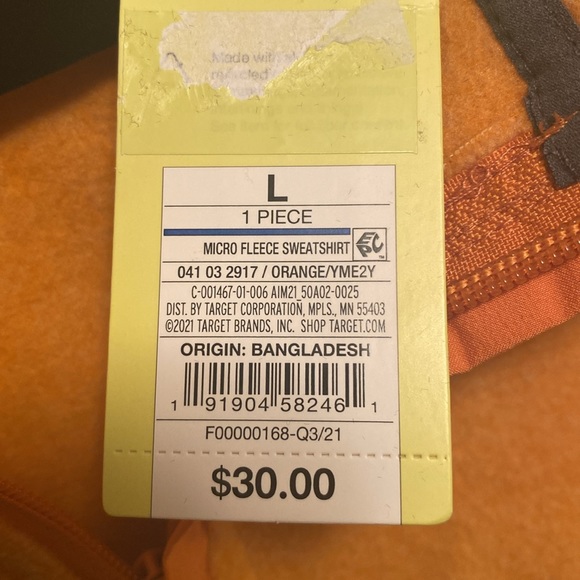 Brand New All in Motion Orange Micro Fleece Sweatshirt…size L - Picture 5 of 5